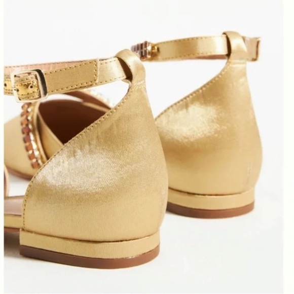 Anthropologie Gold Flats with Embellished Straps - Picture 4 of 8